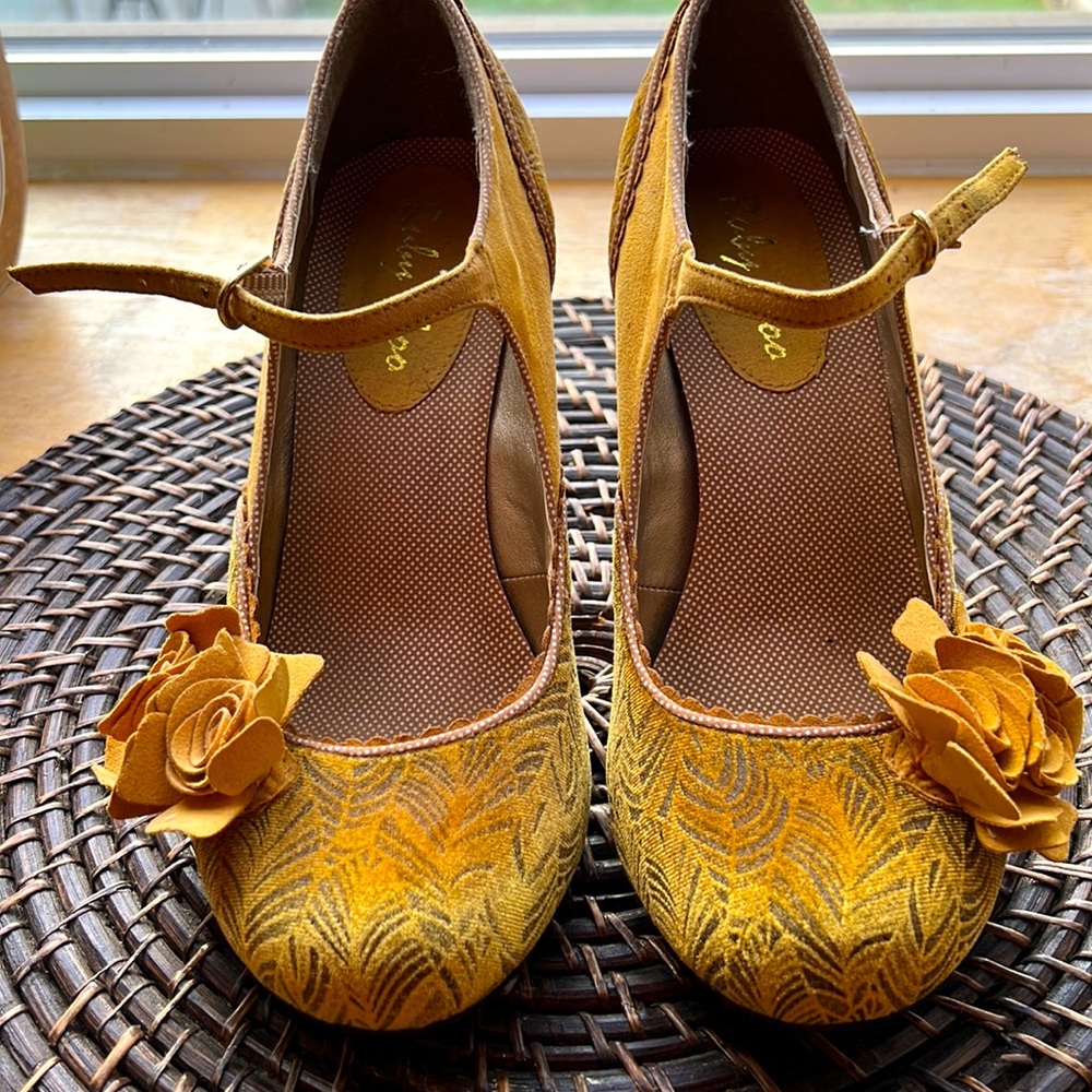 Yellow Floral Ruby Shoo heels